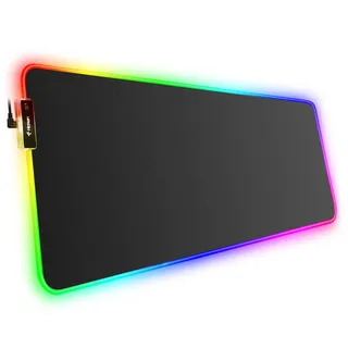 Hcman RGB Gaming Mauspad XXL - 800x300mm Mousepad mit Rutschfester Gummibasis, 7 LED Farben, 10 Beleuchtungs Modi Mouse Pad für Computer PC Professionelle Gamer(Schwarz)