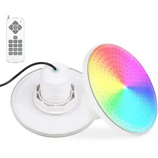 KOLLNIUN 24W LED Poolbeleuchtung für Aufstellpool, 12V RGB Dimmbar Farbwechselnde Kompatibel mit Fernbedienung,Schwimmbad Licht,für Stahlrahmen & Stahlwandpool,IP68 Wasserdicht 7m Kabel,2 1⁄4" Ring Mund