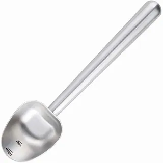 Easyworkz Kaffeelöffel mit langem Hohlgriff aus Edelstahl, 7 g Messlöffel für gemahlenen Kaffee und losen Tee, Gebürstetes Silber