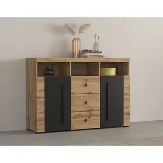 OTTO home Roger Sideboard 132 cm Braun/Schwarz Holzwerkstoff