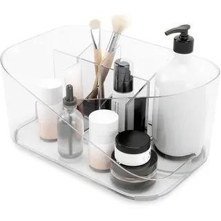 Umbra Glam Kosmetik Organizer, Accessoire Aufbewahrung, Make Up Aufbewahrungsbox mit herausnehmbarem Innenteil, Transparent, Einheitsgrösse
