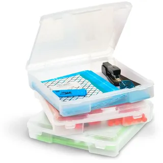 Iris Ohyama Iris Ohyama, Tragbare Aufbewahrungsbox mit Deckel flach, Schreibtisch Organizer, Transparent, 10L, 3er-Set, Dokumenten Aufbewahrung, Dokumenten Organizer, Für Dokumentenbox, BPA Frei, SBC-350