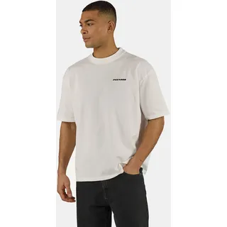 T-Shirt PEGADOR "LOGO OVERSIZED TEE", Herren, Gr. M, washed warm weiß schwarz, Single Jersey, Obermaterial: 100% Baumwolle, unifarben, oversize normal, Rundhals, gerader Abschluss, Shirts T-Shirt, Baumwolle, oversize