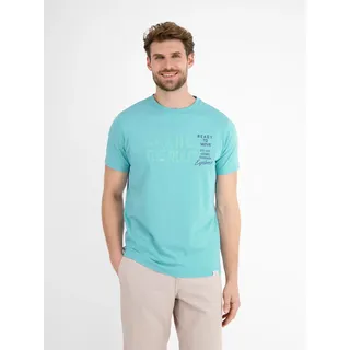 LERROS T-Shirt "Unifarbenes T-Shirt mit Print", coastal blau