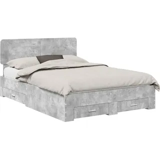 vidaXL Bettrahmen mit Kopfteil Beton Grau 140 x 190 cm Holzwerkstoff - Grau