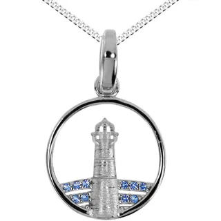 Kette mit Anhänger OSTSEE-SCHMUCK "Ostsee-Schmuck Kette mit Anhänger Leuchtturm 15 mm" Gr. 42, silber (weiß, neutral), Halsketten, Damen, 42cm, Silber 925 (Sterlingsilber), L: 40, Kette mit Anhänger