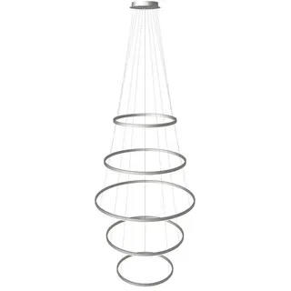 s.luce Led-Hängelampe 5er Ring Aluminium Ø 60 | 80 | 100 | 80 | 60cm , Alufarben , Metall , Rund , LED integrated , F , 100x3.3x1.3 cm , Lampen & Leuchten, Innenbeleuchtung, Hängeleuchten, Pendelleuchten