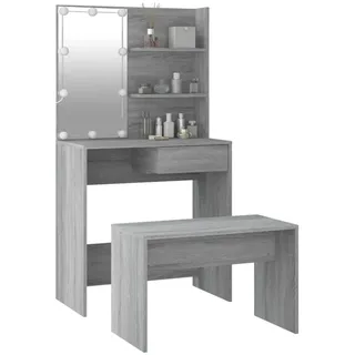 vidaXL Schminktisch-Set mit LED Grau Sonoma Holzwerkstoff - Grau