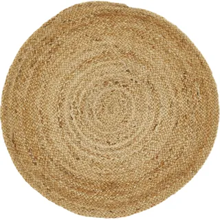 -LUXOR- living Teppich Mamda - Runder Jute Teppich alle Wohnbereiche oder als Dekoelement - Uni Farben Boho Naturteppich - aus Jute und Baumwolle 60 cm rund