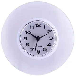 Atyhao Mini Duschuhr wasserdichte Wanduhr Saugnapf Badezimmeruhr Sauguhr für Dusche Waschraum Küche(Weiß)