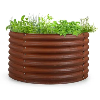 blumfeldt Rust Grow Hochbeet Gartenbeet, verzinktes Stahlblech, Materialstärke: 0,6 mm, einfache Montage, Rost-Finish, 100 x 60 cm (ØxH), Rost - Braun