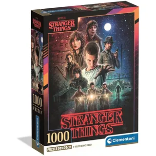 CLEMENTONI Puzzle Stranger Things 1000 Teile Erwachsene - HQ Collection | 70 x 50 cm - Anspruchsvolles Puzzle 14-99 Jahre - 39978