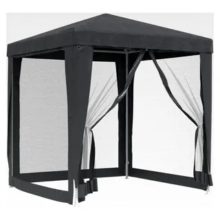 Partyzelt mit 4 Mesh-Seitenwänden, Gartenzelt, Festzelt, Pavillon, Gartenpavillon, Gazebo, Gartenlaube, Bierzelt, Faltzelt, Camping, Anthrazit, 2x2 m, HDPE