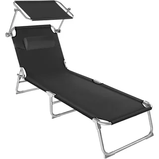 tectake Gartenliege Chloé, 190 x 68 x 65 cm, schwarz , Schwarz , Kunststoff , 68x65x190 cm , Gartenmöbel, Gartenliegen