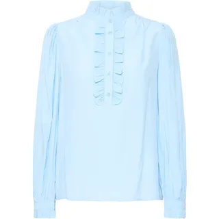 Kurzarmbluse B.YOUNG "Damen Kurzarm-Bluse BYFENJA", Damen, Gr. 36, blau (angel falls), Obermaterial: 65% Viskose CV. 35% Polyester PES., Blusen Kurzarmbluse