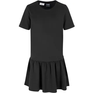 URBAN CLASSICS Girls Valance Tee Dress, Sommer Volantkleid für Mädchen, Kurzarm, black, 146/152