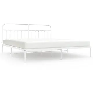 vidaXL Bettgestell mit Kopfteil Metall Weiß 200x200 cm - Weiß