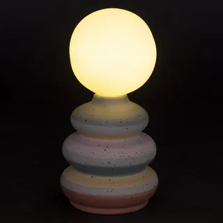 Villa d'Este Home Tivoli 1996 Batteriebetriebene LED-Globus-Lampe aus Steingut, Höhe: 18 cm, Sockel: überlappende Ringe