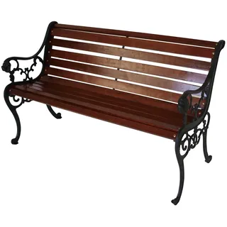 Gartenbank STRASSBURG Gusseisen Holz Bank Garten Lehne sitzen schwarz