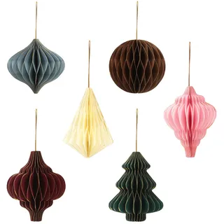 Baumschmuck Christbaumschmuck Papier, 6 Stück Papierkugeln Weihnachtsbaum, Papier Waben Deko Weihnachten Ornamente Hängend für Weihnachtsdeko Weihnachtsschmuck