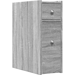 Badschrank Schmal mit Rollen Grau Sonoma Holzwerkstoff - Grau