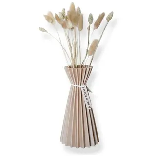 Simiu SLOZENA - Pleated Vase - 22 cm - Wood Look - Beige