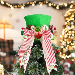 PARTY KNIGHT Grinch Weihnachtsbaumspitze – Handgefertigter Baumschmuck, Grinch Baumspitze