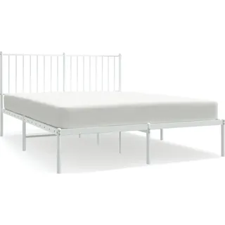vidaXL Bettgestell mit Kopfteil Metall Weiß 140x200 cm - Weiß