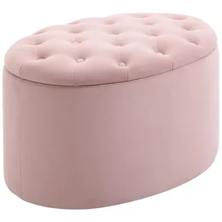 Homcom Sitzbank ovalförmig mit Stauraum Truhenbank Ovale Form Flur Schlafzimmer Wohnzimmer samtartiges Polyester Rosa