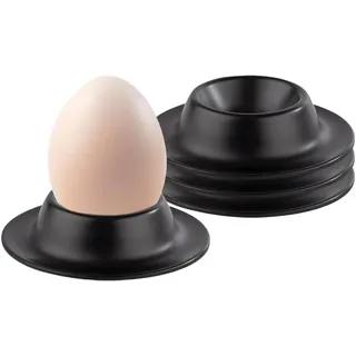 4 Pcs Eierbecher Silikon,Ruchsichere Eierbecher Schwarz,Weicher Eierbecher Camping,Stapelbar Egg Holder aus Silikon,Frühstück Eierhalter Set für Küche,Gesunde Egg Holder in Lebensmittelqualität