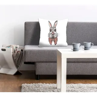 queence Dekokissen »Birger« mit einem Hasen mit Fliege, braun