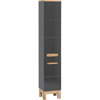 Badezimmer Hochschrank Regal Badschrank Badmöbel Regale Bad Schränke 35x33x184cm - Braun, Schwarz