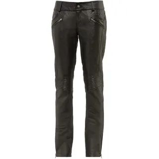 Bikerhose RICANO "Lederhose Tally Pant", Damen, Gr. XXL, Länge 34, schwarz, Obermaterial: 100% Lammnappaleder LANA., schmal, Hosen Bikerhose, Handgefertigt aus echtem Leder