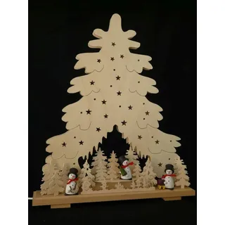 Schwibbogen el. Beleuchtet Tanne mit Schneemänner b x h=44x51cm NEU Lichterbogen