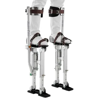 Vevor Trockenbau-Stelzen 409-613mm, 103kg Belastbare Arbeitsstelzen mit Doppelten Federn Rutschfesten Fußplatten & Spanngurt, Verstellbare Aluminiumstelzen für Trockenbau Deckenbau Baustelle, Silber
