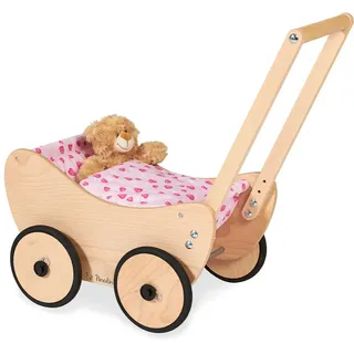 Pinolino Puppenwagen Trixi, aus Holz, inkl. Bettzeug Herzchen« rosa