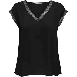 Only Damen Onljasmina S/S V-Neck Lace Noos Ptm Top, Schwarz, XS EU