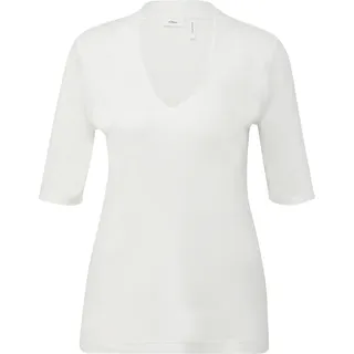 S.Oliver T-Shirt mit V-Ausschnitt Damen, 10.2.20.12.130.2122592 200 creme, 44