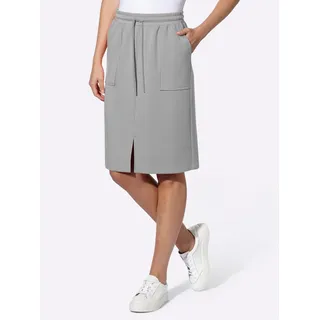Sweatrock HEINE, Damen, Gr. 36, grau (steingrau), 55% Viskose, 40% Polyester, 5% Elasthan, unifarben, knielang, Röcke Sweatrock