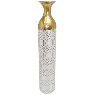 Alexandra House Living Bodenvase in Weiß, Gold, Metall, 15 x 86 x 15 cm