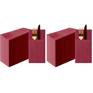 PAW - Airlaid Pocket Servietten (39 x 40 cm) I 50 Stück I Einfarbig I Stoffähnlich I Elegante Tischdekoration I HoReCa I Zu Anlässen wie Hochzeiten, Feiern, Weihnachten I Unicolor: Bordeaux