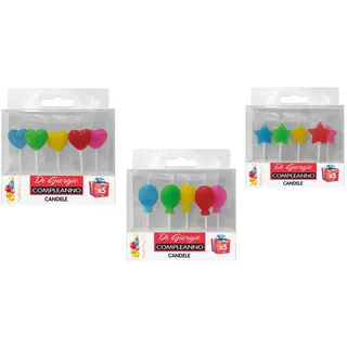 Sterne/Herzen/Luftballons Kerze 5 Stück – verschiedene Formen