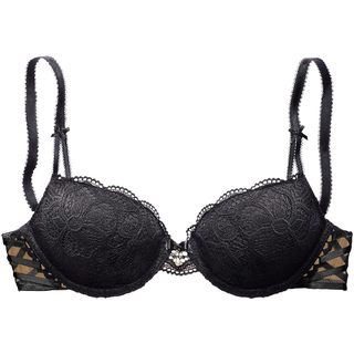 Push-up-BH LASCANA "Nikoletta", Damen, Gr. 70, Cup C, schwarz, Spitze, Obermaterial: 60% Polyamid, 35% Polyester, 5% Elasthan, BHs Push-up-BH, mit aufregender Schnürung an den Seiten, sexy Dessous, Reizwäsche