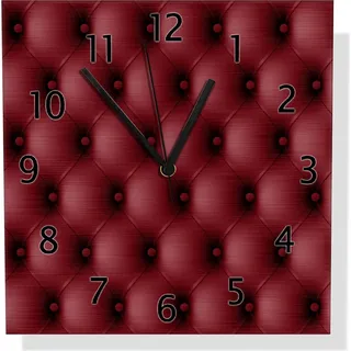 Wallario Design Wanduhr Rote Ledertür aus Aluverbund, Größe 30 x 30 cm - Rot