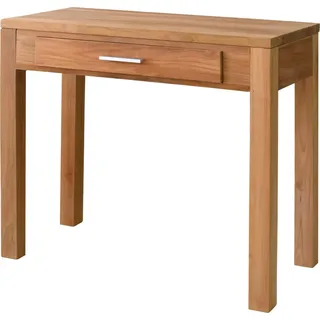 Teako Design Teakholz Konsolentisch 90x40cm Sommen mit Schublade - Massivholz Schreibtisch wetterfest für Innen & Außen