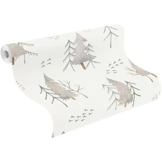 Rasch Kindertapete uni glatt, grau