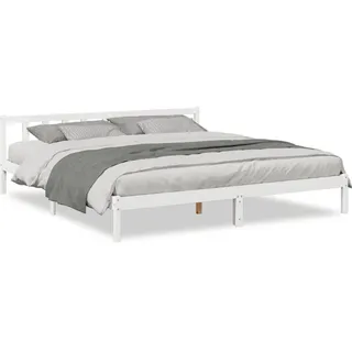 vidaXL Massivholzbett Extra Lang Ohne Matratze Weiss 200/220 Kieferholz , Weiß , Holz , vollmassiv , Rechteckig , 90x200 cm , Schlafzimmer, Betten