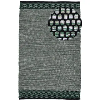 carpetfine Kelim Mia grün 200x250 cm | Moderner Teppich für Wohn- und Schlafzimmer