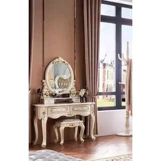 Schlafzimmer Set Schminktisch Mit Spiegel Mit Hocker JVmoebel - Weiß