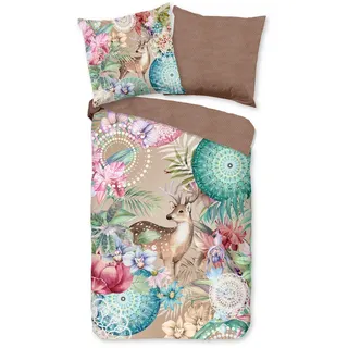 Muller Textil Wendebettwäsche Mehrfarbig Braun 135 x 200 cm + 80 x 80 cm